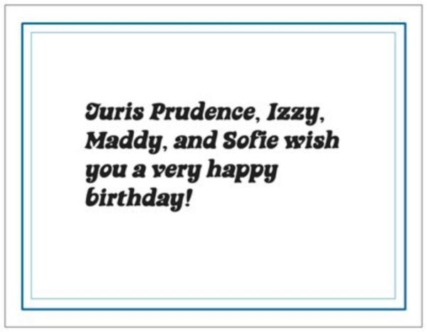 Juris P. Prudence Birthday Card